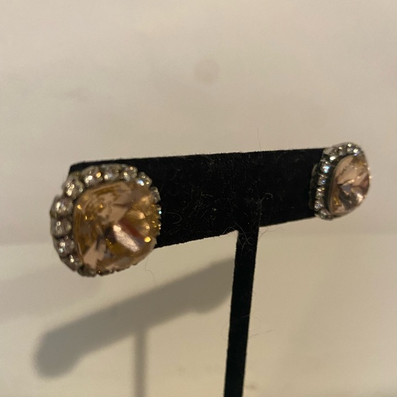 J Crew pink crystal stud earring with pave surround - Picture 4 of 4